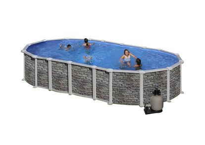 Bazén GRE Iraklion 6,1 x 3,75 x 1,32 m set bez vzpier + piesková filtrácia 6m3 / h