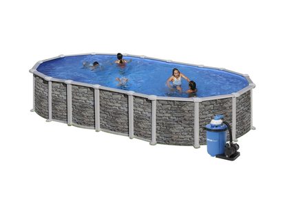 Bazén GRE Iraklion 7,3 x 3,75 x 1,32m set bez vzpier + piesková filtrácia 8m3/h