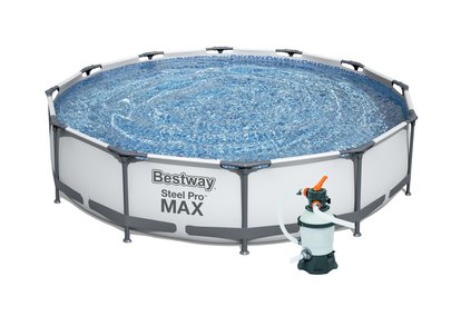 Bazén Bestway s konštrukciou 3,66 x 0,76m svetlo šedý s pieskovou filtráciou 2m3 / hod