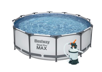 Bazén Bestway s konštrukciou 3,66 x 1,00 m svetlo šedý set s pieskovou filtráciou 2m3 / hod