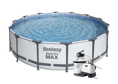 Bazén Bestway s konštrukciou 4,27 x 1,07m svetlo šedý set s pieskovou filtráciou 4m3 / hod