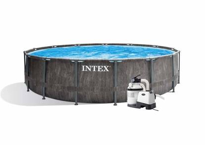 INTEX Prism Frame Greywood 4,57 x 1,22 m set piesková filtrácia 4m3 / hod