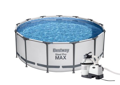 Bazén Bestway s konštrukciou 3,96 x 1,22 svetlo šedý set s pieskovou filtráciou 4m3/hod