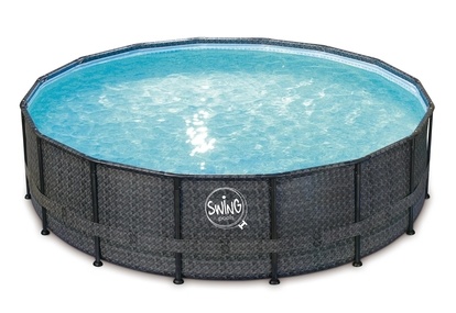 Bazén Swing Elite Frame 5,49 x 1,32 m - tmavý rattan + piesková filtrácia 8m3/hod