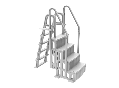 Štvorstupňové plastové schodisko s 5-stupňovým rebríkom pre nadzemné bazény